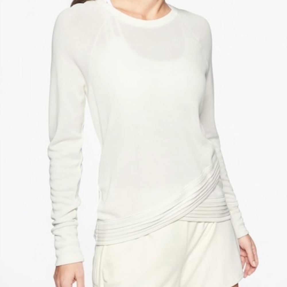 ATHLETA Serenity Crisscross Sweatshirt Size 1X Ivory